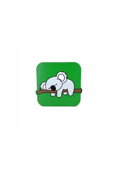 Koala Baskılı Ahşap Bardak Altlığı