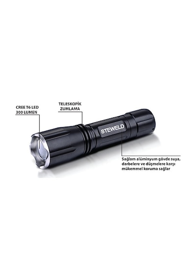 Steweld 621 B Profesyonel Ve Zumlu Led El Feneri