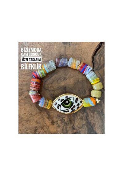 Seramik Cam Boncuk Bileklik El Yapımı Seramik Göz Bileklik Yeşil