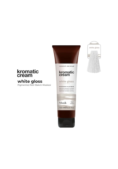 Nook Kromatic Cream White Gloss Cam Saç Etkili Parlaklık Veren Saç Maskesi 150ml - Şeffaf Renk Saç Cilası