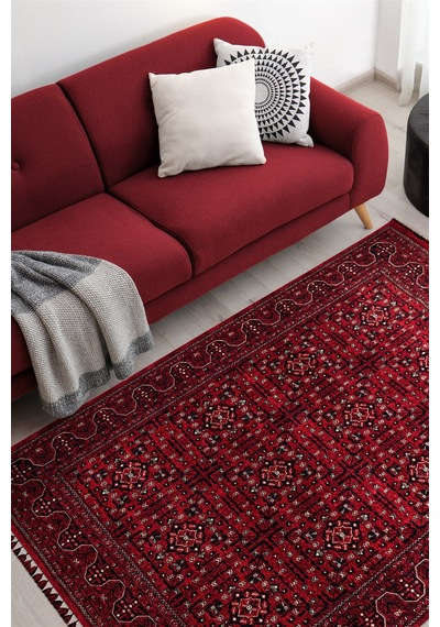Kırmızı Renkli Afgan Tarzı Altı Kaymaz Şönil Kilim-58