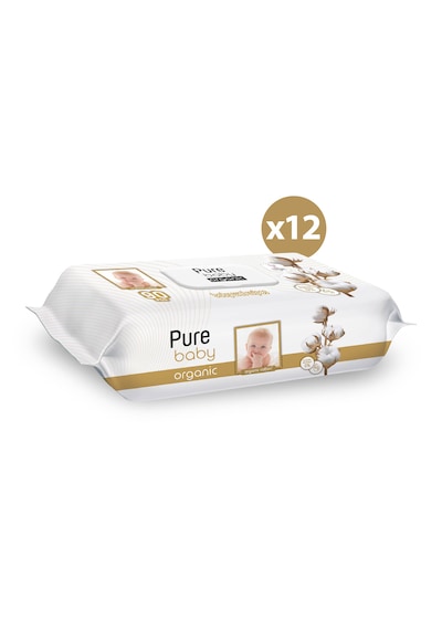 Pure Baby Organik Pamuklu Islak Havlu 12 x 90'lı 1080 Yaprak