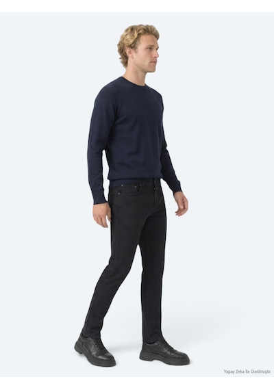 Kip Siyah Slim Fit Denim Pamuk Karışımlı Pantolon