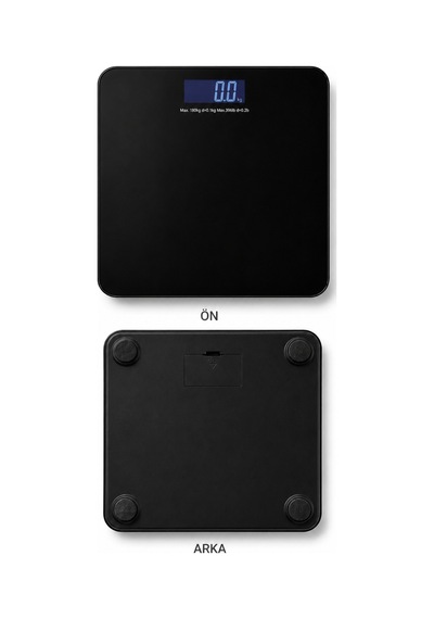 180 Kg Dijital Cam Baskül Elektronik Tartı Lcd Ekranlı Sıcaklık Göstergeli Hassas Vücut Tartısı Siyah