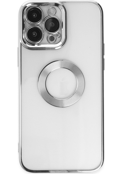 Apple Uyumlu  iPhone 12 Pro Max Kapak Yanları Renkli Lens Korumalı Logo Gösteren Şeffaf Luxury Kılıf - Gold