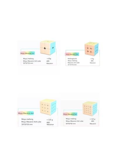 Moyu 2x2 & 3x3 & 4x4 & 5x5 Cube Set Pastel Renkli Stickersız 4 Lü Akıl Zeka Küp Seti