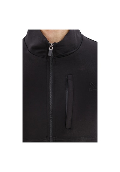 Rowinger Üç Cepli Yaka Detaylı Fermuarlı Rahat Kesim Ribana Manşetli Mevsimlik Sweatshirt Black
