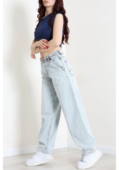 Modi Yan Cep Baggy Kot Pantolon Buzmavi - 32876.2059. Açık  Mavi
