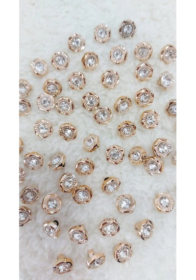 Metalize Taşlı Düğme 12mm 10 Adet. 1412