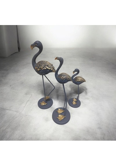 Metal Ayaklı 3 Lü Flamingo Gri