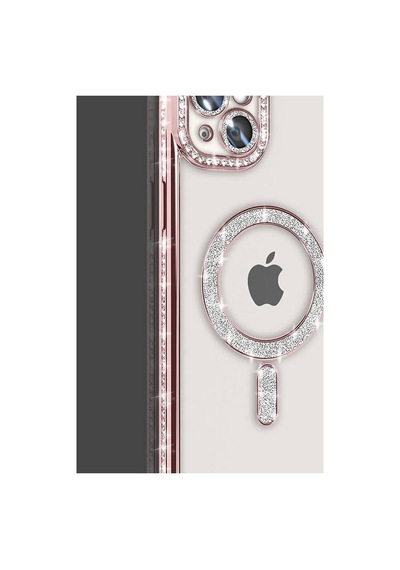 Apple İphone 15 Kılıf Joke Simli Magneticsafe Kılıf - Pembe Evimdeyokyok