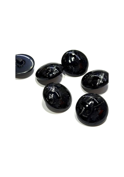 Soyut Desenli Bombeli Kaban Düğmesi / Siyah / 2.7 Cm / 6 Adet / F30