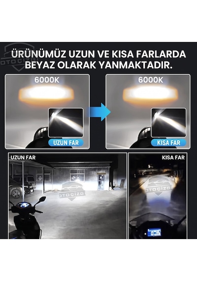 Far Ampulü Led Otomobil H4 Mercek Beyaz-beyaz 1 Adet