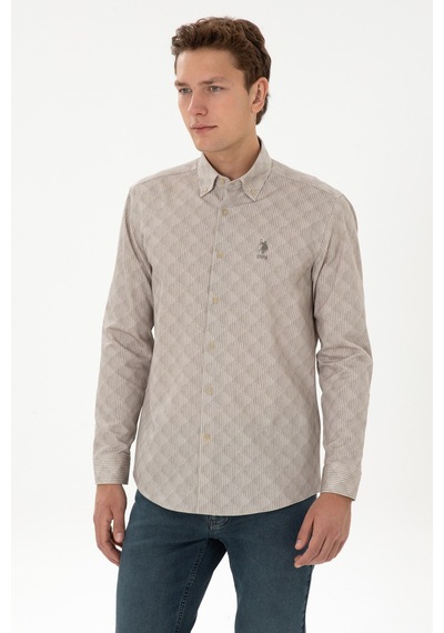 U.S. Polo Assn. Erkek Regular Uzun Kollu Kışlık Gömlek 2235858 Açık Haki