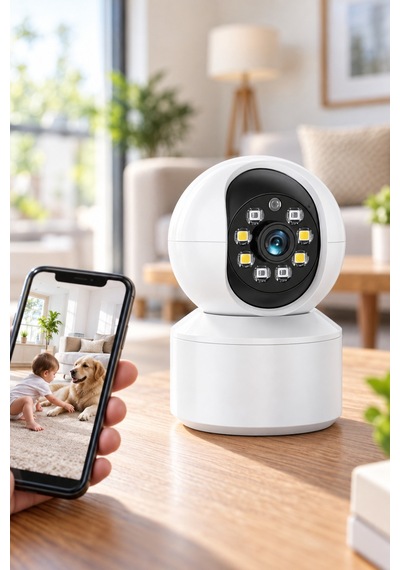 3 Adet Wi-fi Ev Güvenlik Kamerası Uygulama Destekli, Çift Taraflı Ses, Gece Görüş, Hareket Algılama, 360 Derece Panoramik Hd, Ip Camera Wıfı Home Camera