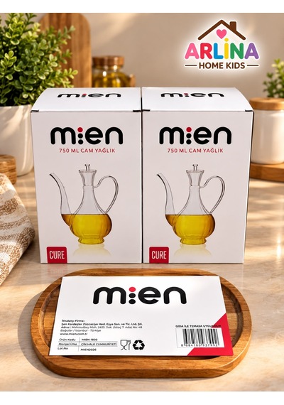 2'li 750 Ml Çizgili İbrik Model Cam Yağlık Seti-akasya Standlı