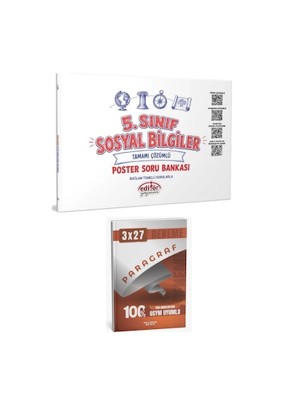 Editör 2027 5. Sınıf Sosyal Bilgiler Poster Soru Bankası Çözümlü+ Anla Kazan Paragraf