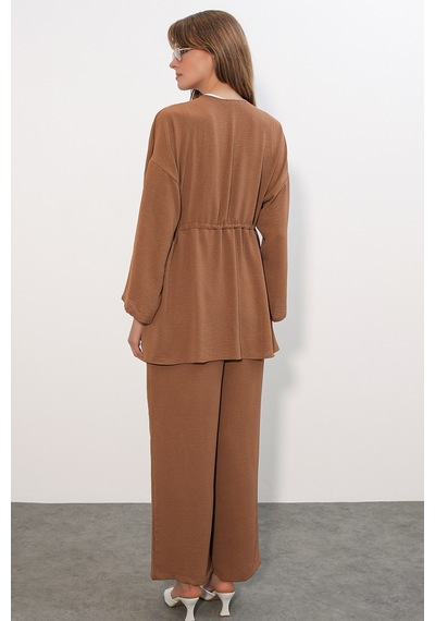 Bigdart Kadın Ayrobin Kimono Pantolon İkili Takım 30101- Taba