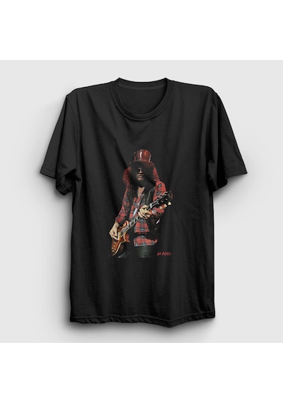 Presmono Unisex Les Paul Guns N' Roses Slash T-shirt Siyah