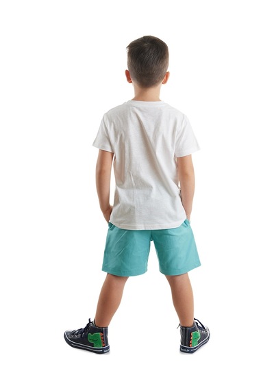 Denokids Timsah Erkek Çocuk T-shirt Gabardin Şort Takım Çok Renkli