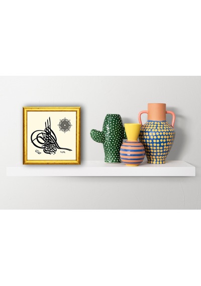Osmanlı Tuğrası Besmele-i Şerif" Hat & Tezhip Serisi - Masaüstü/vitrin Ve Duvar Tablosu 19x19 Cm