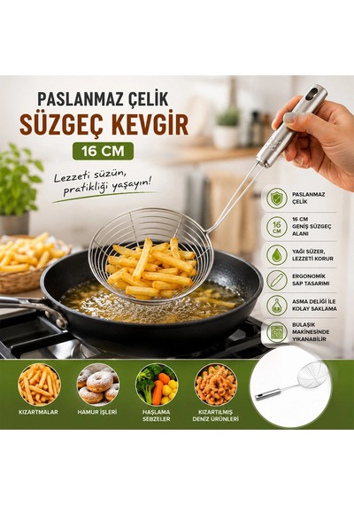 Metal Kevgir - Paslanmaz Çelik - 16 Cm Renkli