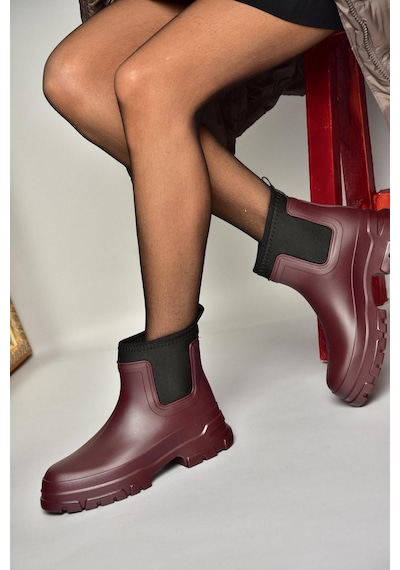 Fox Shoes T858685409 Bordo Kalın Tabanlı Yağmur Botu Bordo-suni Deri Bordo
