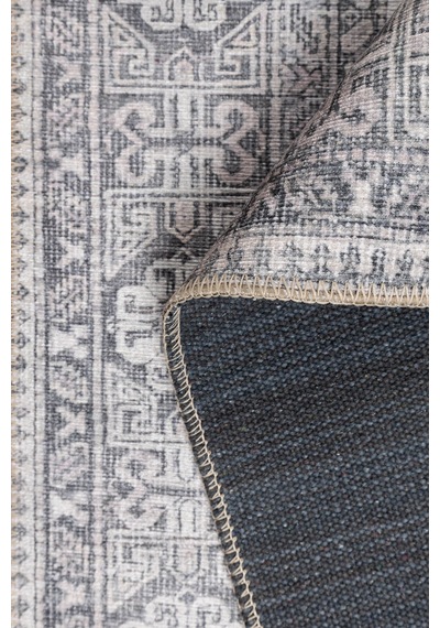 Stonart Eskitme Vintage Desenli Bej/gri Otantik Yıkanabilir Şönil Halı Al 448 Bej
