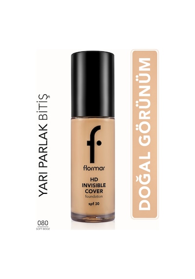 Flormar Doğal Bitişli Fondöten- Invisible Cover HD Fdt. - 080 Soft Beige - 8682536059091