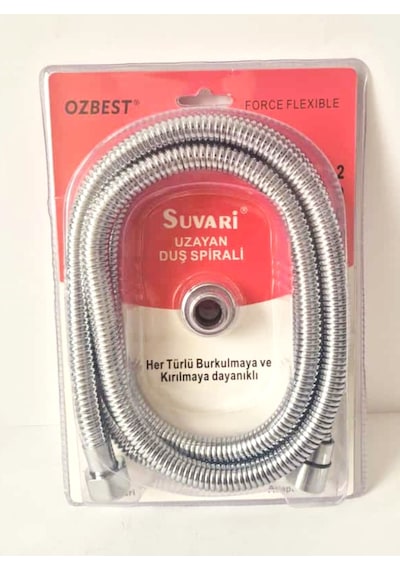 Özbest Süvari Uzayan Duş Hortumu 200-220 Cm Adaptörlü Esnek Duş Spirali Krom