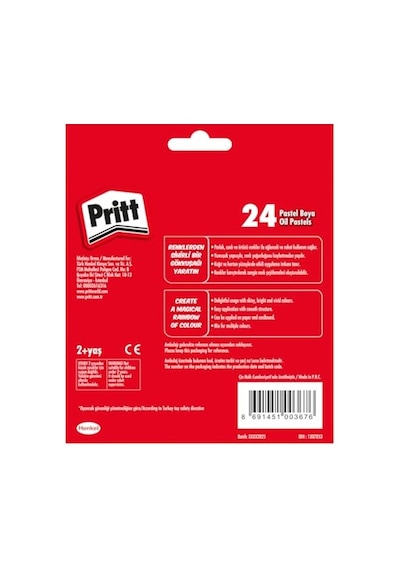 24'lü Pastel Boya - Karton Kutu 124-Pembe