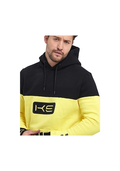 Adams Sarı/siyah Kapüşonlu 3 İplik Baskılı Kanguru Cepli Sweatshirt Sarı