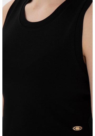 U.S. Polo Assn. Kadın Siyah Kolsuz Bisiklet Yaka Crop Basic Tişört 50305695-VR046