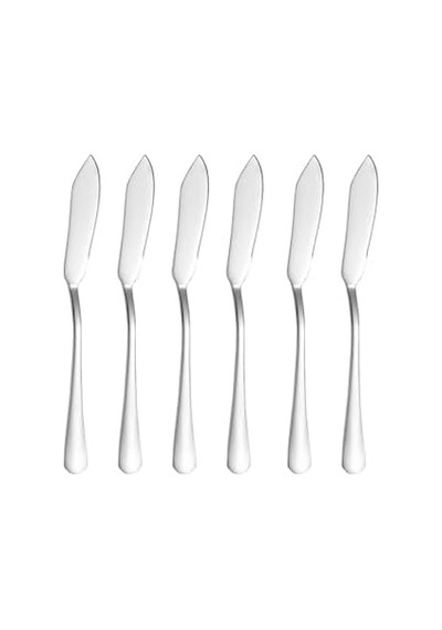 1010 Çelik 6 Adet Silver Renk Sofra Balık Kesme Bıçağı Cin742by-6 Açık Ceviz