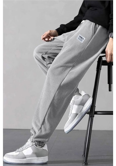 Genius Store Polar Kumaş Oversize Erkek Eşofman Altı Gri