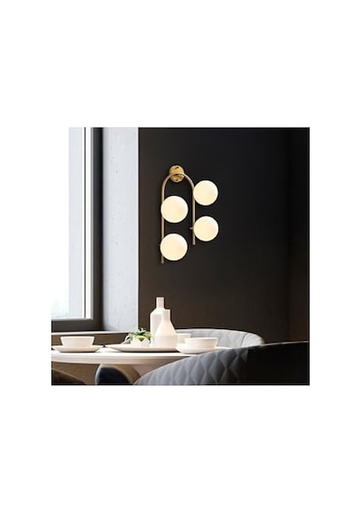 Parlak Gold Metal Aplik Duvar Lambası E14 Uyumlu 40x26x62 Cm Oturma Odası Aydınlatma, Altın-10605 Diğer