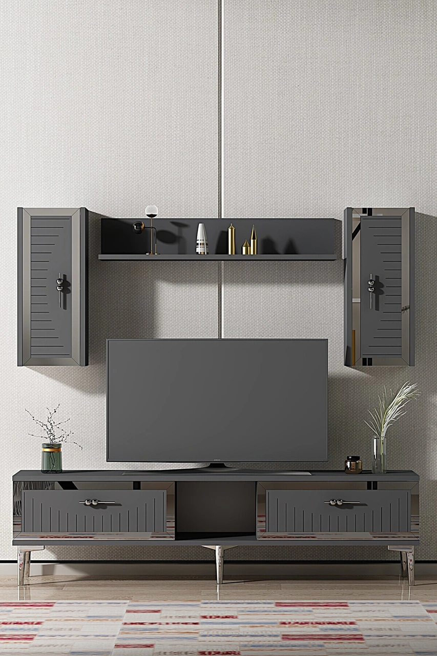 Tvr1501as - Tuna150 Tv Ünitesi Antrasit Sılver 150cm Antrasit Gümüş