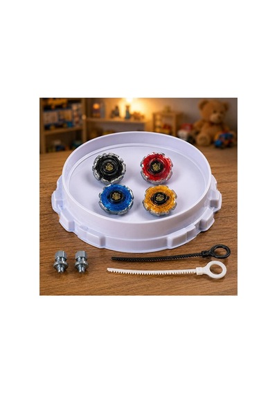 Metal Topaç Arena Seti Bayblade Arenalı 2 Fırlatıcılı Set 4 Adet Beyblade Oyuncak Set Küçük