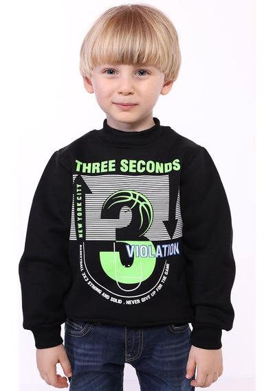 Toontoy Kids Toontoy Erkek Çocuk 3 Vıolatıon Baskılı Sweatshirt Siyah