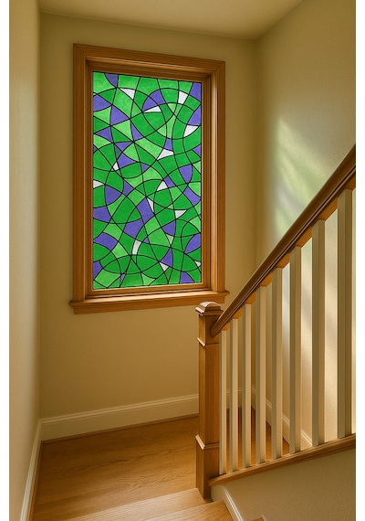 Vitray Desen Yapışkanlı Şeffaf Folyo 67cmx 2 Metre Bej - Yeşil
