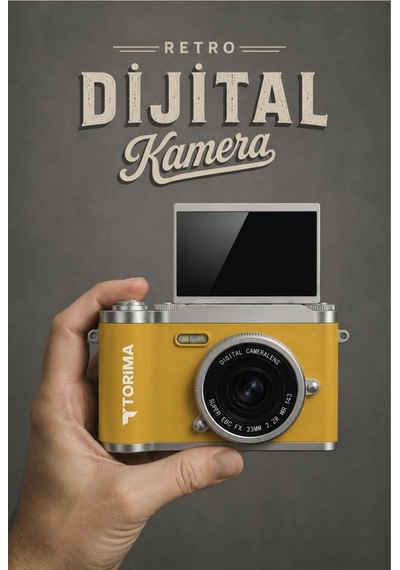 Mini Dijital Retro Kamera 48mp 8x Zoom Flip Ekranlı Selfie Video Vlog Kamerası Cmr51 Sarı