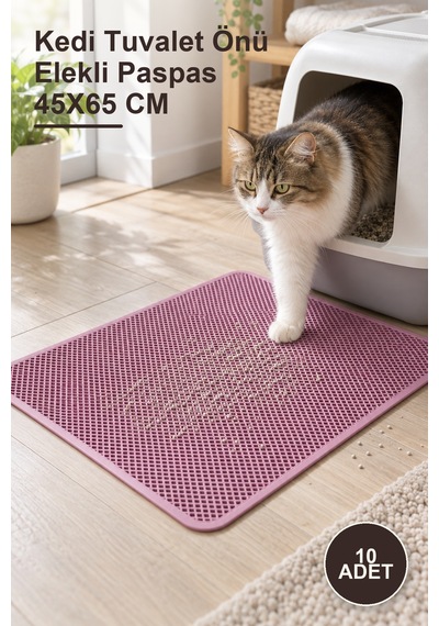 10 Adet Kedi Tuvalet Önü Elekli Paspas 45x65 Cm
