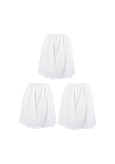 Eliş Şile Bezi Şile Bezi Mini ve Dizüstü Kadın Jüpon Kısa Etek Astarı 3'lü Set Beyaz-beyaz-beyaz Byz/by/byz-beyaz-beyaz-beyaz Beyaz