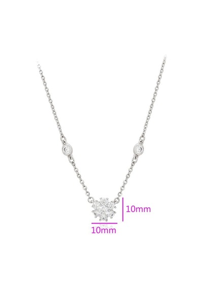 Zirkon Taşlı Kar Tanesi Motifli Platin Kaplama Kadın Kolye Silver
