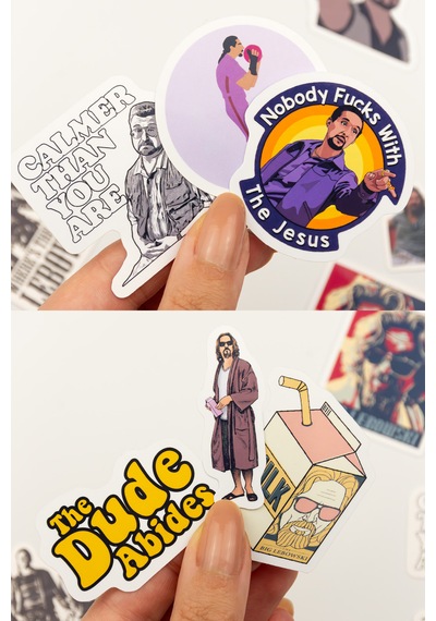 Big Lebowski Sticker Paketi 16 Parça Kaliteli Su Geçirmez Etiket Seti Çok Renkli