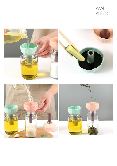 Mini Silikon Gıda Hunisi Süzgeçli Küçük Mutfak Hunisi, Sıvı & Kuru Gıda Aktarıcı Çok Renkli