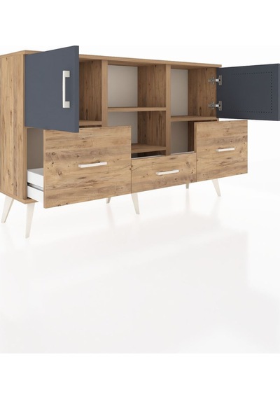 Arges Konsol 4 Raflı 3 Çekmeceli 3 Kapaklı 132x30x83 Çam-antrasit/çam Antrasit/çam Arges Konsol 4 Raflı 3 Çekmeceli 3 Kapaklı 132x30x83 Çam-antrasit/çam Antrasit/çam