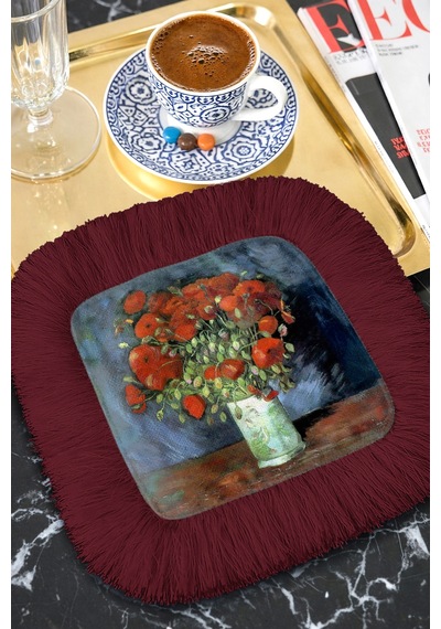 Sanatsal Çiçek Aranjmanlı Püsküllü Sunum Peçetesi-vintage Stil Bordo Rustik Bardak Altlığı Mendil Koyu Fırtına Siyah Sanatsal Çiçek Aranjmanlı Püsküllü Sunum Peçetesi-vintage Stil Bordo Rustik Bardak Altlığı Mendil Koyu Fırtına Siyah