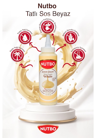 Nutbo Tatlı Sos Beyaz- Waffle& Krep& Pankek& Churros& San Sebastian& Kruvasan& Dondurma Sos 330 Gr