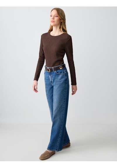 Jimmy Key Mid Rodeo %100 Pamuk Rahat Kesim Yüksek Bel Bol Paça Denim Pantolon 5sw183560986 Çok Renkli